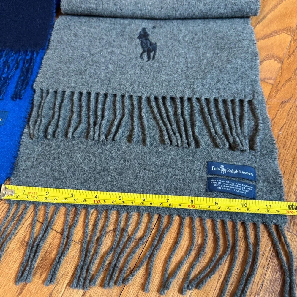 Polo Ralph Lauren Scarf Lot 2 Made in Italy Lambswool Virgin Wool Pony Logo Luxe